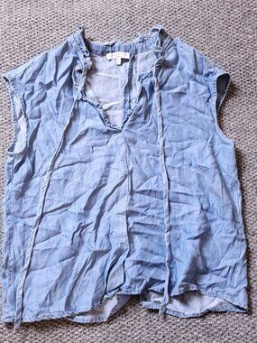Current Air Los Angeles Shirt Womens S Small Denim Lyocell Blue Short Sleeve